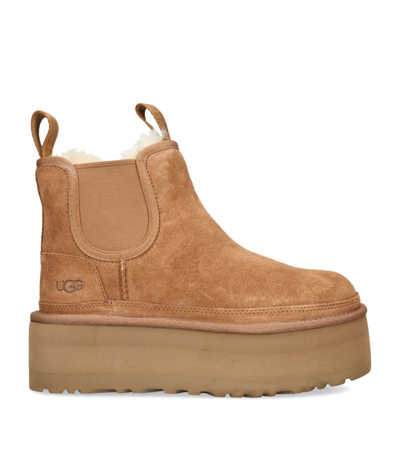 Shop Ugg Suede Neumel Platform Chelsea Boots In Beige