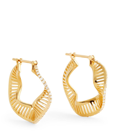 Shop L'atelier Nawbar Yellow Gold And Diamond Cosmic Rays Hoop Earrings