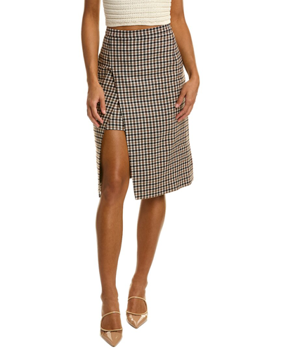 Shop Maje Wool-blend Skirt In Brown