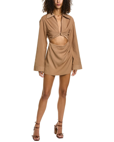 Shop Ronny Kobo Chiara Mini Dress In Brown