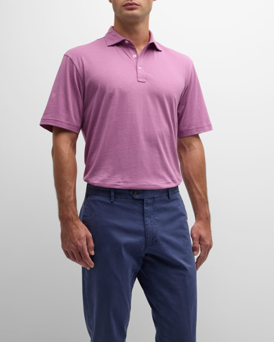 Shop Peter Millar Men's Pilot Mill Haynes Stripe Polo Shirt In Wild Berry