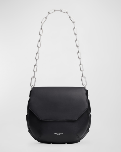 Shop Rag & Bone Sadie Chain Leather Shoulder Bag In Blk