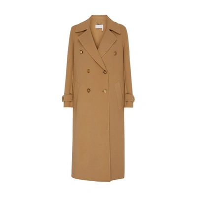Shop Chloé Long Coat In Wool And Cashmere In Pearl_beige