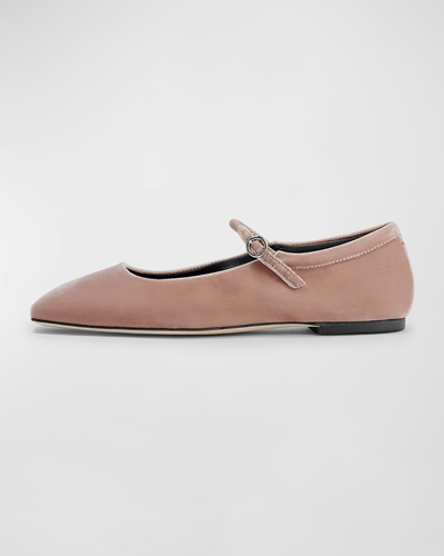 Shop Aeyde Uma Velvet Mary Jane Ballerina Flats In Blush