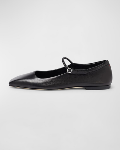 Shop Aeyde Uma Leather Mary Jane Ballerina Flats In Black