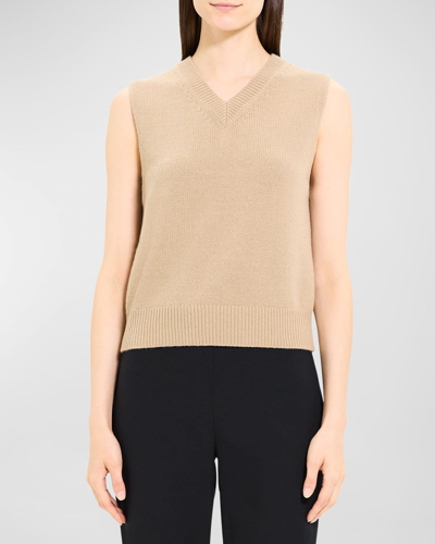 Shop Theory Wool & Cashmere Shrunken Sweater Vest In Palomino