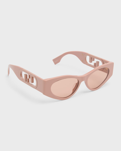 Shop Fendi O'lock Monochrome Acetate Cat-eye Sunglasses In Spk/viol