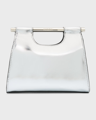 Shop Staud Mar Mini Metallic Leather Top-handle Bag In Chrome