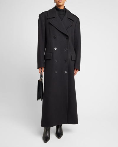 Shop Stella Mccartney Oversized Wool Maxi Trench Coat In 1000 Black