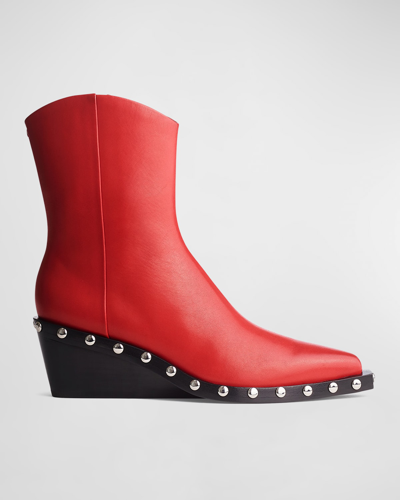 Shop Rag & Bone Santiago Leather Wedge Mid Boots In Fieryrd