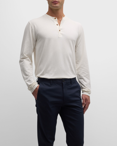 Shop Peter Millar Men's Cotton-stretch Henley T-shirt In Ivory