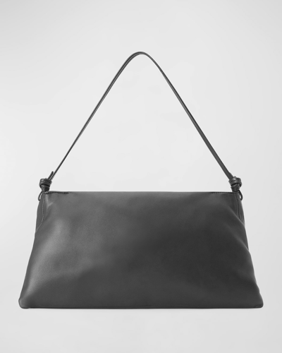 Shop Staud Vivi Zip Leather Shoulder Bag In Black