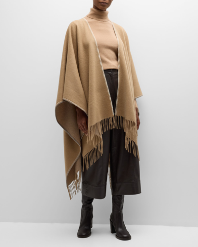 Shop Alonpi Tommi Double-faced Cashmere Poncho In 15p 213a Camel