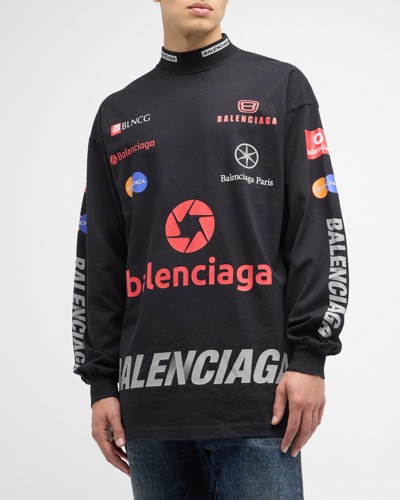 Shop Balenciaga Men's Top League Long Sleeve T Shirt Oversized In 1000 Black