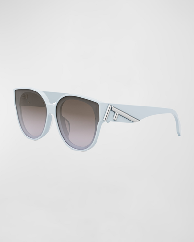 Shop Fendi First Blue Acetate Round Sunglasses In Sblu/brng