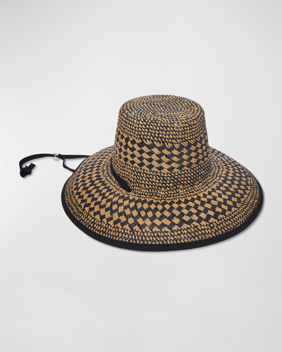 Shop Lele Sadoughi Brielle Checkered Straw Sun Hat In Neutral Night 960