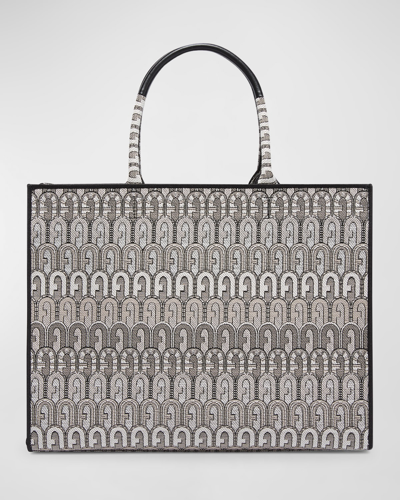 Shop Furla Opportunity Jacquard Logo Tote Bag In Toni Ballerina