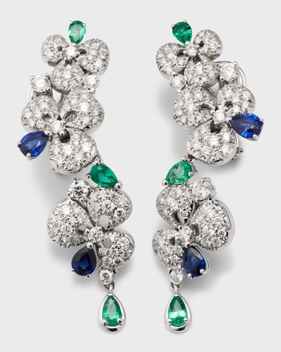 Shop Miseno 18k White Gold Ischia Diamond, Emerald, And Sapphire Earrings