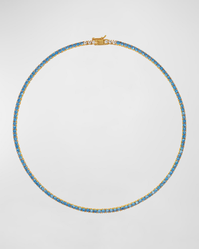 Shop Roxanne Assoulin Rally Cubic Zirconia Tennis Necklace In Sapphire / Gold