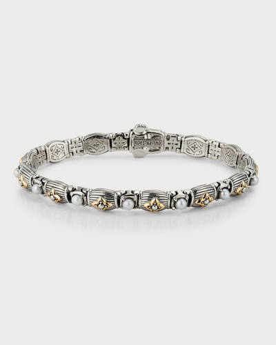 Shop Konstantino Silver And Gold Pearl Bracelet In Two Tone