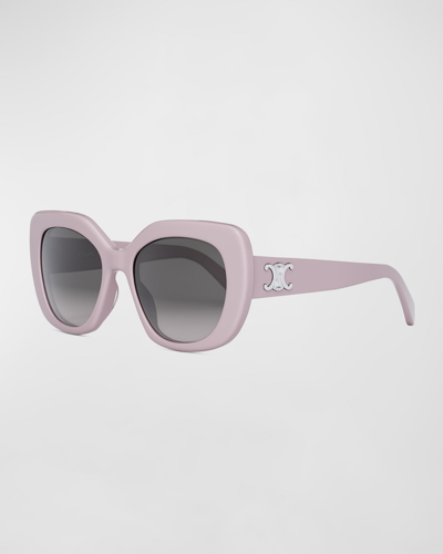 Shop Celine Triomphe Acetate Butterfly Sunglasses In Spk/brnmr