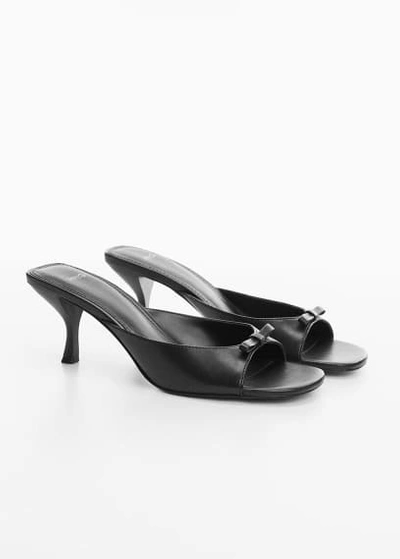 Mango Bow Leather Sandals Black | ModeSens
