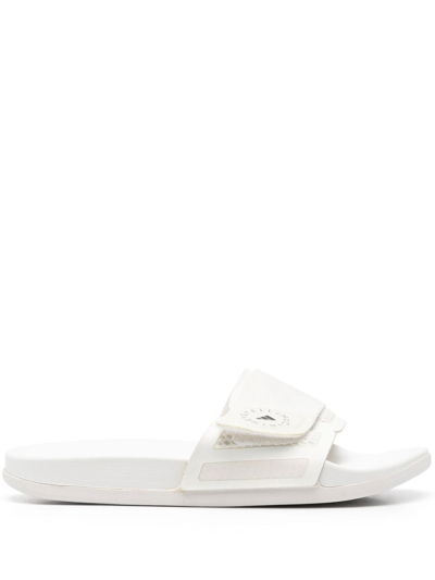 Shop Adidas By Stella Mccartney Logo Pool Slides In White