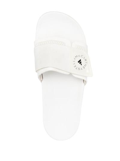 Shop Adidas By Stella Mccartney Logo Pool Slides In White