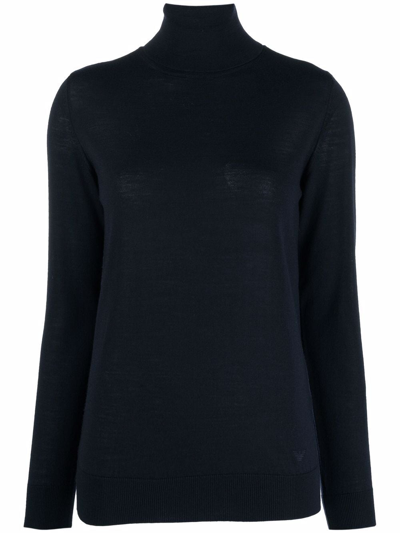 Shop Emporio Armani Wool Turtle-neck Sweater In Blue