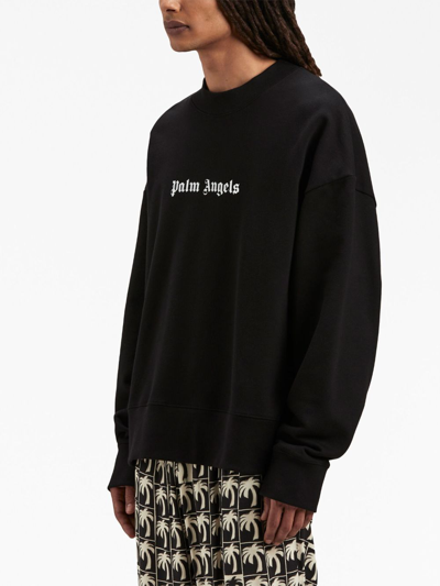 Shop Palm Angels Logo Cotton Sweatshirt In Black