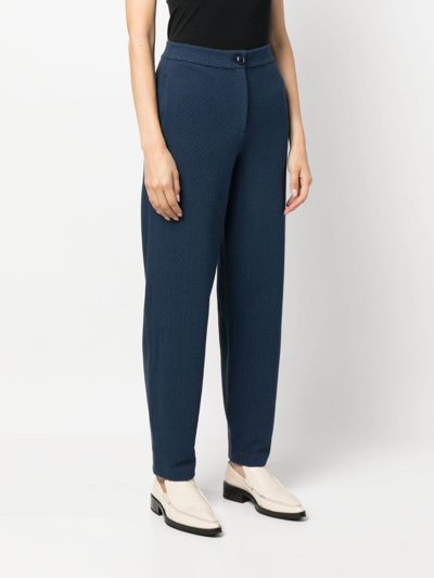 Shop Emporio Armani Jacquard Trousers In Blue