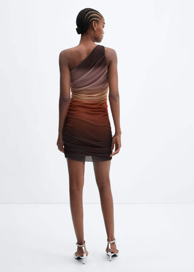 Shop Mango Gradient Draped Dress Brown