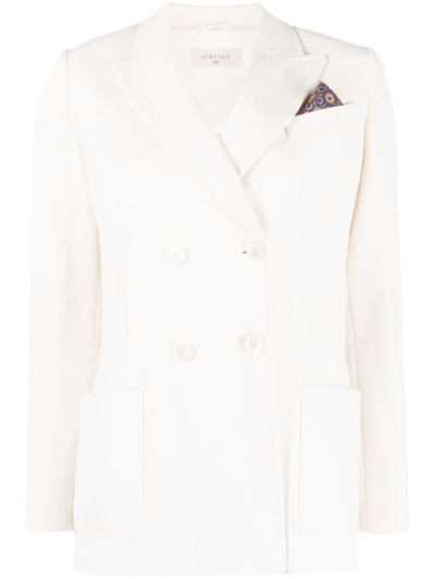 Shop Circolo 1901 Double-breasted Cotton Jacket In White