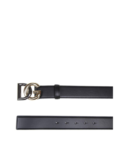 Shop Dolce & Gabbana Calf Leather Belt In Black/gold