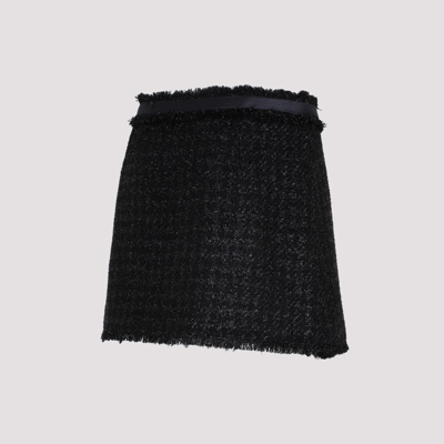 Shop Versace Vichy Tweed Mini Skirt In Black