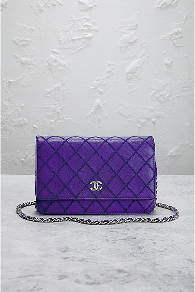 Pre-owned Chanel Quilted Coco Mark Chain Shoulder Bag In Purple