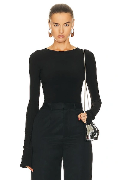 Grace Ling Square Sheer Cut Out Top In Black