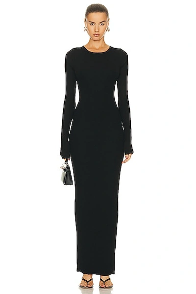 Shop Éterne Long Sleeve Crewneck Maxi Dress In Black