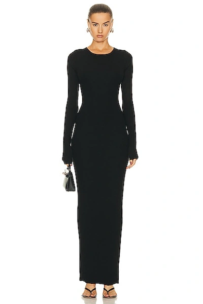 Éterne Long Sleeve Crewneck Maxi Dress In Black