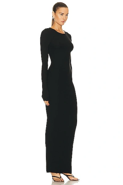 Éterne Long Sleeve Crewneck Maxi Dress In Black