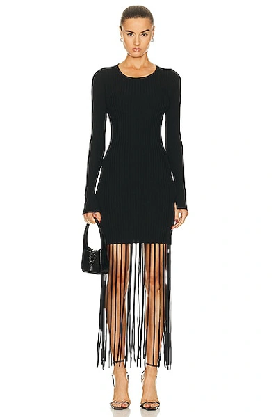 Shop Ganni Fringe Mini Dress In Black