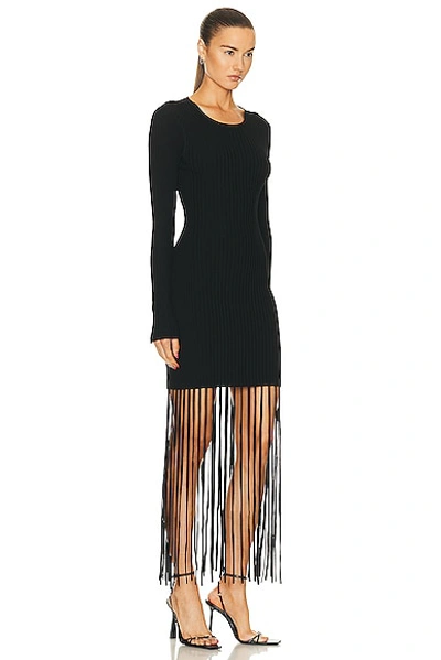 Shop Ganni Fringe Mini Dress In Black
