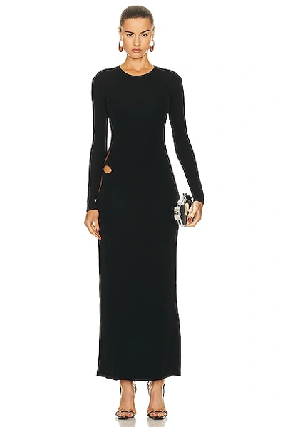 Shop Zeynep Arcay Leaf Cutout Maxi Jersey Dress In Black