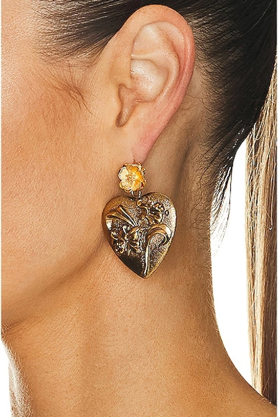 Shop Etro Heart Earrings In Multi