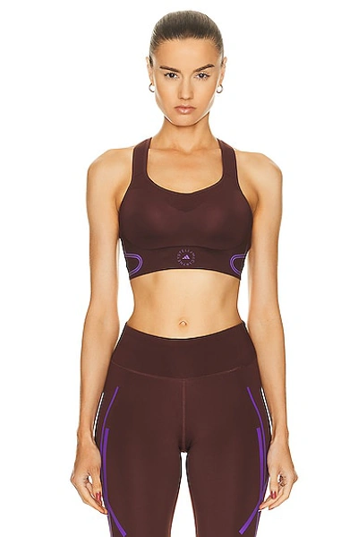 Shop Adidas By Stella Mccartney True Pace High Support Sports Bra In Bitter Chocolate & Deep Lilac
