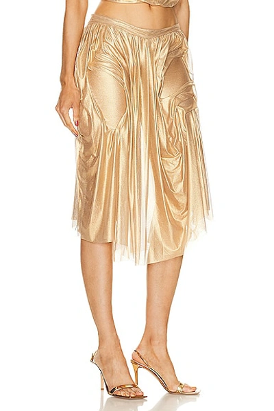 Shop Di Petsa Wetlook Midi Skirt In Metallic Gold