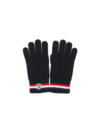 Shop Moncler Logo Gloves In Black  