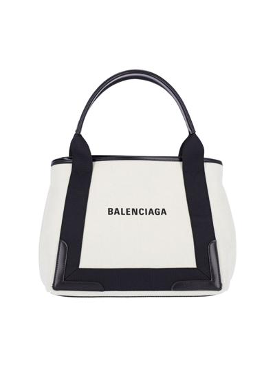 Shop Balenciaga "cabas Navy" Handbag In Multi