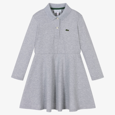Shop Lacoste Girls Grey Cotton Polo Dress