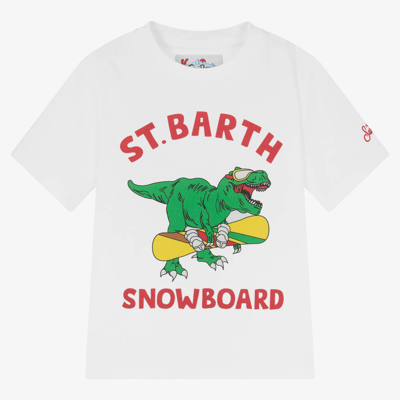 Shop Mc2 Saint Barth Boys White Cotton Dinosaur T-shirt